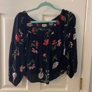 Size medium black floral blouse